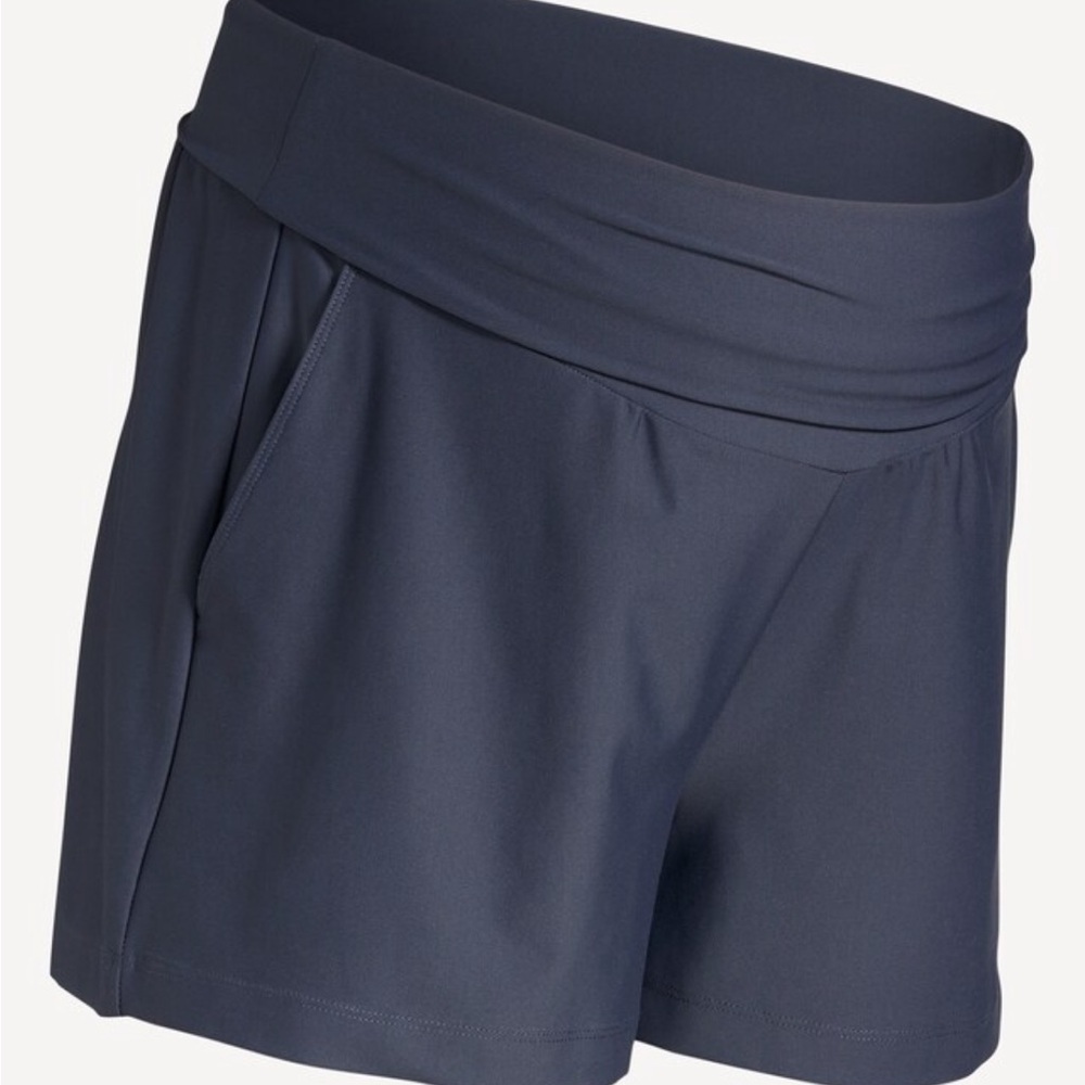 Old Navy Maternity blue grey Rollover waistband Powersoft Shorts 3 inch inseam L
